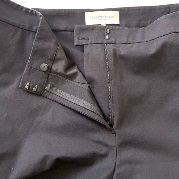 Lafayette 148 New York Cropped Tapered Black Pants Side Elastic Waist - Picture 14 of 15